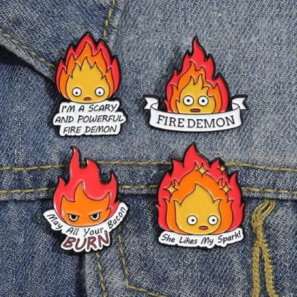 1 piece unisex multicolor flame fire sprite enamel pin brooch backpack clothes - Picture 2 of 4